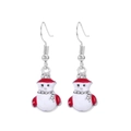 Christmas snowman drop earrings with white enamel and sparkling rhinestone accents - 83. Snowman