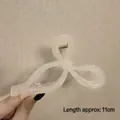 Matte cream-white bow hair claw clip, 11cm large shark hair clip for thick hair - Glossy Bow Beige-11cm