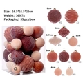 35pcs flocked velvet Christmas ball set in beige and brown tones for tree decoration - Multicolor