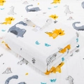 Weiche 6-lagige Baumwoll-Babystrickdecke mit bunten Cartoon-Dinosaurier-Mustern - 6-Lagig 110*110cm / Dunkelblauer Dino