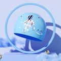 Blue kids silicone swim cap featuring a cute cartoon astronaut and space pattern - Blue Astronaut