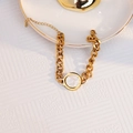 18k gold plated chain bracelet featuring a white shell pendant with Roman numerals - Gold White Dial Clock Bracelet
