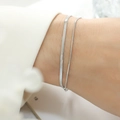 Chic silver layered snake bone bracelet crafted in premium polished stainless steel - Double Layer Bracelet / Steel