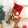 Chaussette de Noël 3D avec renne et bonhomme de neige et broderie Happy Holidays rouge - Renne à Monter/Bonhomme de Neige / Rouge