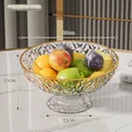 Ciotola per frutta moderna in cristallo bianco con bordo dorato, diametro 26 cm - Bianco ghiacciaio