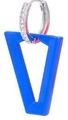 Fashion earrings with silver diamond studs and bright blue V-shaped hollow pendants - Platinum-Blue