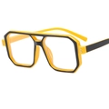 Retro geometric square flat glasses frame in bold yellow and black two-tone design - C8 Black Yellow Frame (Clear Lens)