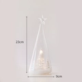Décoration sapin en verre 23cm avec LED silhouette forêt et base de neige blanche - Sapin Étoile en Verre Transparent-Petit