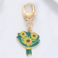 Zinc alloy sunflower bouquet keychain with yellow enamel flowers and gold lobster clasp - 7-Sunflower Bouquet