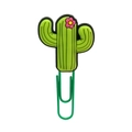 Creative green metal paperclip with a cute green cactus and pink flower charm - 4112-18 Cactus Flower