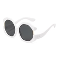 Occhiali da sole ottagonali bianchi oversize con lenti grigio scuro e design geometrico - Montatura Bianca Lenti Grigie