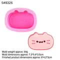 Pink silicone cat cake mold with 6x4.2x3cm finished size for pudding and chocolate - 5#B326 Pink