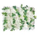White rose and peony artificial flower wall panel with realistic green leaves decoration - White Rose Flower Wall with Leaves