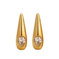 316 Edelstahl Goldene Wassertropfen Ohrringe mit klarem Kristall auf weißem Hintergrund - Ohrringe / Gold