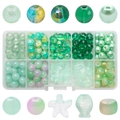 DIY-Perlenset mit grünen Seesternen und Fischperlen in einer 10-Raster-Sortierbox - Xizi Grün