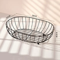 Black oval metal wire fruit basket with ball feet, size 30x21x8.5cm, Nordic style tray - Medium / Black