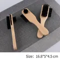 Spazzola per scarpe in faggio con setole nere per cura pelle, misura 16,8x5x4,5 cm - Spazzola per scarpe multifunzionale per la pulizia dei tronchi (A-100)