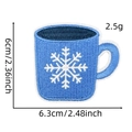 Detailed dimensions of blue cup snowflake embroidered patch with height and width labels - Blue Christmas Patch 15# (Snowflake Cup)