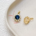 Detailed macro view of 14mm sunflower pendant with 18k gold plating and blue zircon - 4# 18K Gold Navy Zirconia