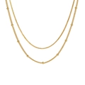 Collana minimalista a doppio strato in acciaio inossidabile dorato con perline - Catena a serpente e a sfere a doppio strato / Oro
