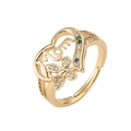 Adjustable gold heart MOM ring with colorful zircon butterfly design for women - MOM Letter/Heart Butterfly Color Stone (CR0295DX-MOM)