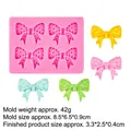 Pink silicone bow mold for DIY resin crafts with four finished samples in varied colors - 1# (B862) / Pink