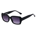 Square fashion sunglasses with black glossy frames and purple gradient lenses - C1 Bright Black Double Gray