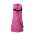 Dettaglio del cappello da sole in paglia rosa con trama e fascia elastica di fissaggio - M(56-58cm) / Rosso rosa