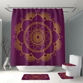 4-piece bathroom set with purple and gold mandala shower curtain and matching rugs - Shower Curtain 90x180 / Purple & Gold Mandala (kq003)