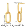 Gold plated double-layered U-link earrings with dimensions 3.8cm length and 1.1cm width - Gold U-Link Style (KE0334)
