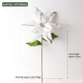 White 33cm artificial poinsettia flower with silver glitter and 50cm long stem - White