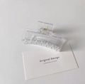 Minimalist transparent acrylic rectangular hair claw clip with golden spring mechanism - Medium 8.5cm Transparent