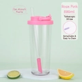 880ml Rose Pink Tritan Straw Cup with retractable straw and portable handle - Rose Pink