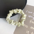 Light green satin scrunchie with silky texture and elegant elastic ruched design - Mint Green Solid