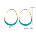 30mm Geometric 14K gold plated earrings with turquoise enamel detail, weight 5.2g - Large / Peacock Blue - Gold