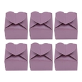 Set of six purple pearlescent paper candy boxes with a creative heart-shaped top closure - Purple