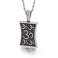 Collar con colgante de símbolo Om vintage con acabado negro envejecido y cadena torcida - Estilo de Símbolo Om Rectangular (KP52750-BD)