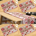 Detailed Christmas table runner and placemat set with festive reindeer and gift patterns - Knitted Reindeer