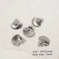 Cinque ciondoli a conchiglia argento 20x21mm per creazione collane fai-da-te - Pendente a Forma di Conchiglia Grande