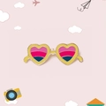 Cute heart-shaped sunglasses enamel brooch with yellow frame and colorful striped lenses - Heart Sunglasses