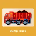 Educational 3D wooden puzzle of an orange dump truck with numbered pieces for kids - Sand Truck