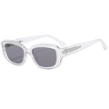Modern minimalist transparent square sunglasses with grey lenses and silver metal temple detail - Transparent Frame Light Gray Lens C04