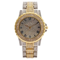 Orologio donna lusso al quarzo oro e argento con pavé di diamanti e numeri romani - Oro e Argento
