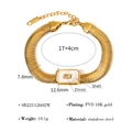 Dettaglio del bracciale a serpente placcato oro 18K con inserti in conchiglia e zircone - Stile Conchiglia Strass Catena Ossa di Serpente Oro (SB22112602W)