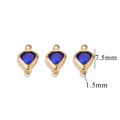 Blue heart-shaped crystal charms in golden stainless steel for DIY jewelry making, 7.5mm - 2-Hole-Royal Blue / Gold