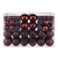 Brown Christmas ball set with glitter matte and hollow finishes in clear box - 100pcs Pack / Coffee