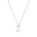 Silver titanium steel necklace with luxury zircon-encrusted capital letter Z pendant - Silver-Z