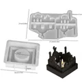 DIY silicone mold for Middle Eastern castle candle holder with dimensions and base - House Plate + Square Base