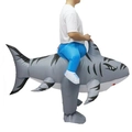 Ride-on shark inflatable costume for adults, funny marine animal party outfit in grey - Riding A Gray Shark / One Size