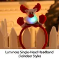 Glowing reindeer headband for Christmas with red plush antlers and blue LED light effects - LED Single (Reindeer)